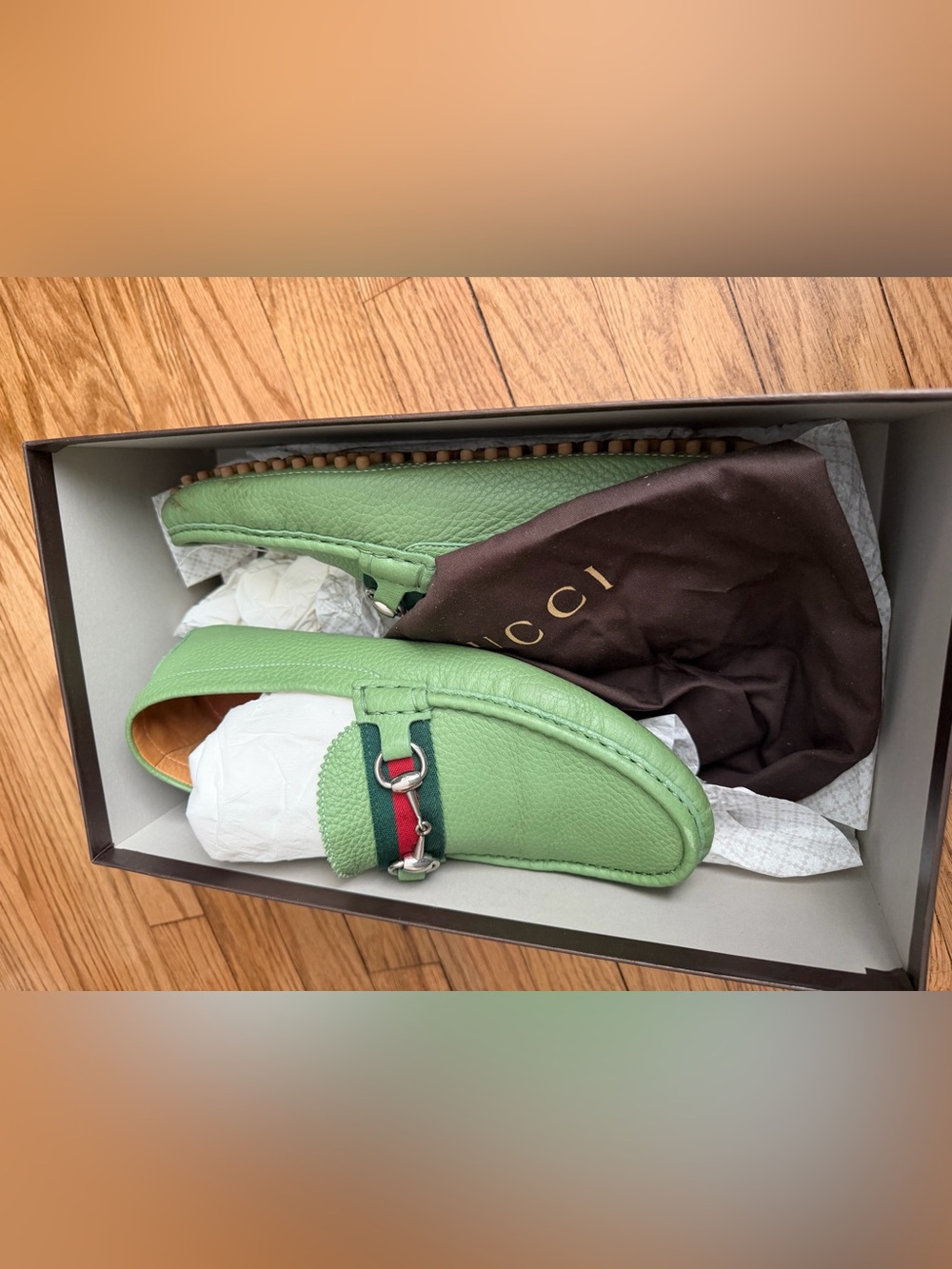 Gucci Men’s Green loafer w horsebit detail